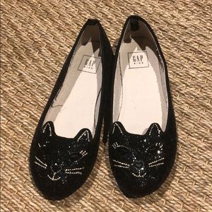 Girls black Gap glitter/sequin “kitty” shoes